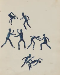Kwatkwat Volk - (Männer boxen) Skizzenbuch hauptsächlich über Aktivitäten von Aborigines und Weißen